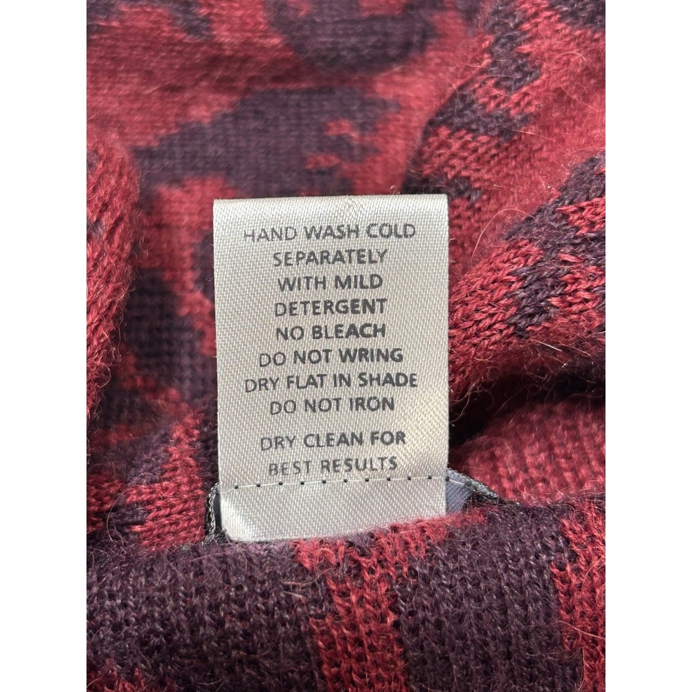 Novica Peruvian Alpaca Blend Poncho OS Jacket Cardigan Cozy Fall Burgundy b4 - Picture 6 of 10